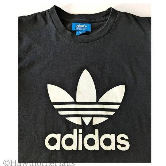 ADIDAS Logo T-Shirt Size S Crewneck Black - Picture 1 of 6